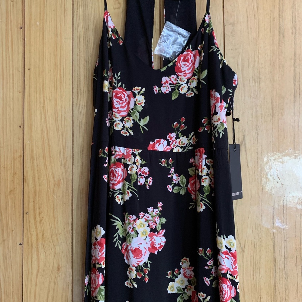 Floral forever 21 Black spaghetti strap long maxi Dress